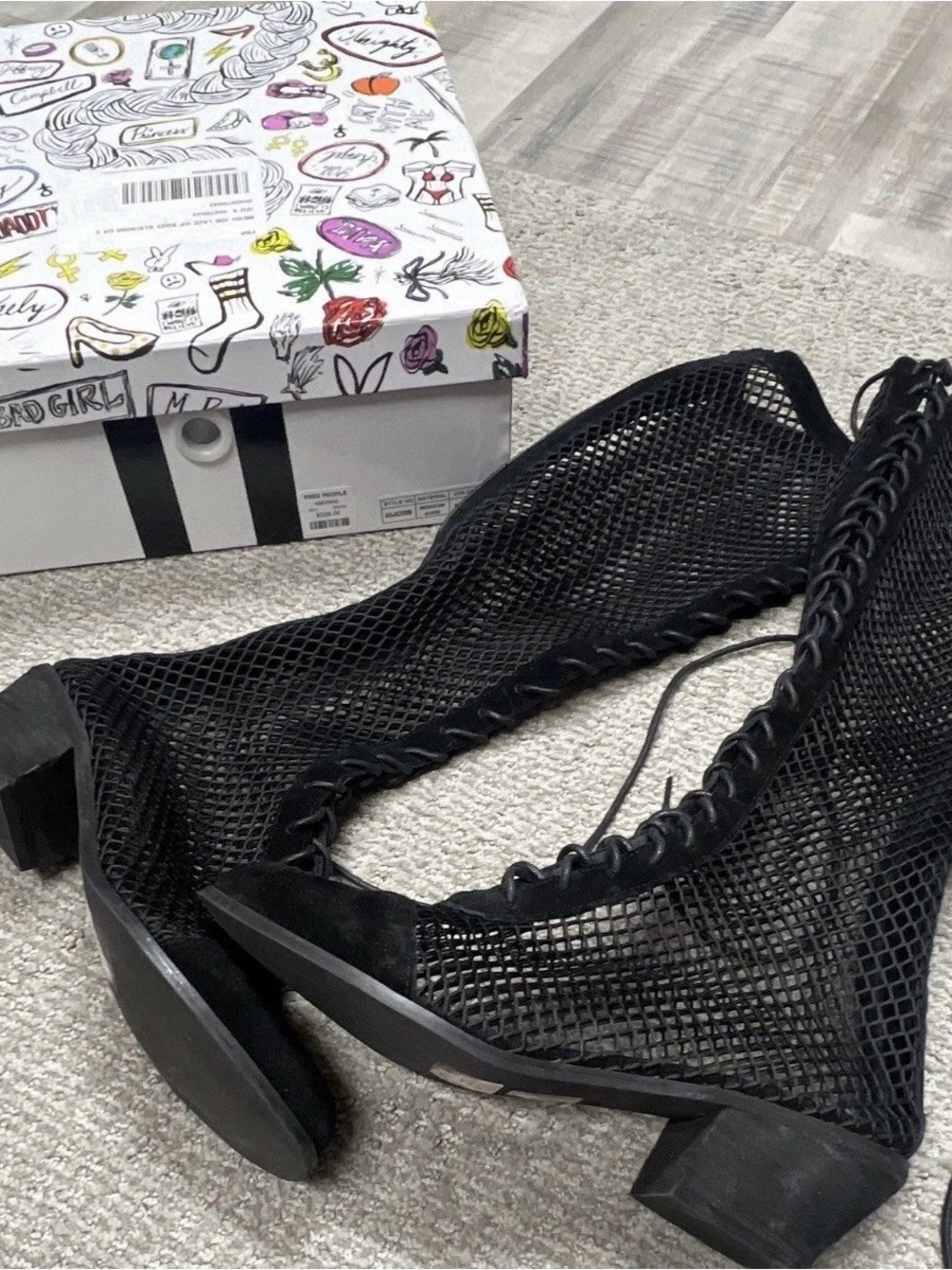 Free People Box with Floral Accent — White, Black, Pink, Yellow, Green